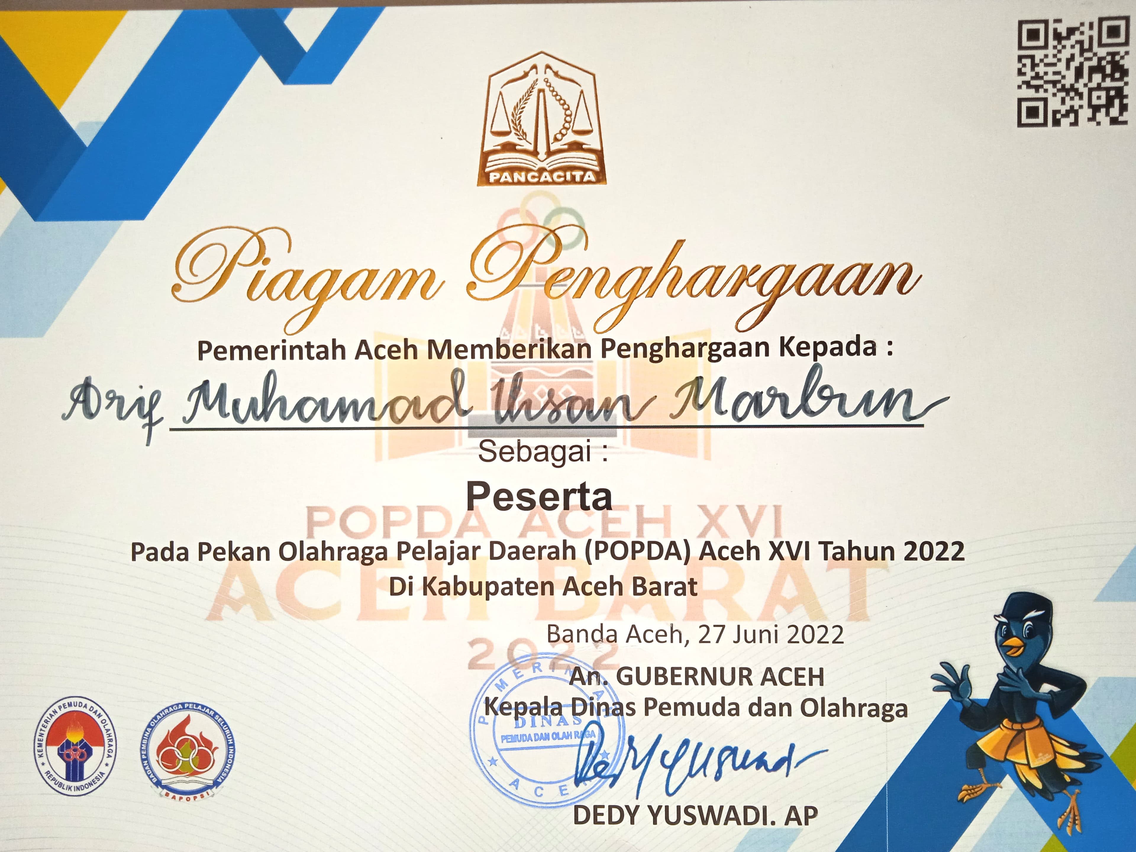 POPDA Award (Regional Student Sports Week)