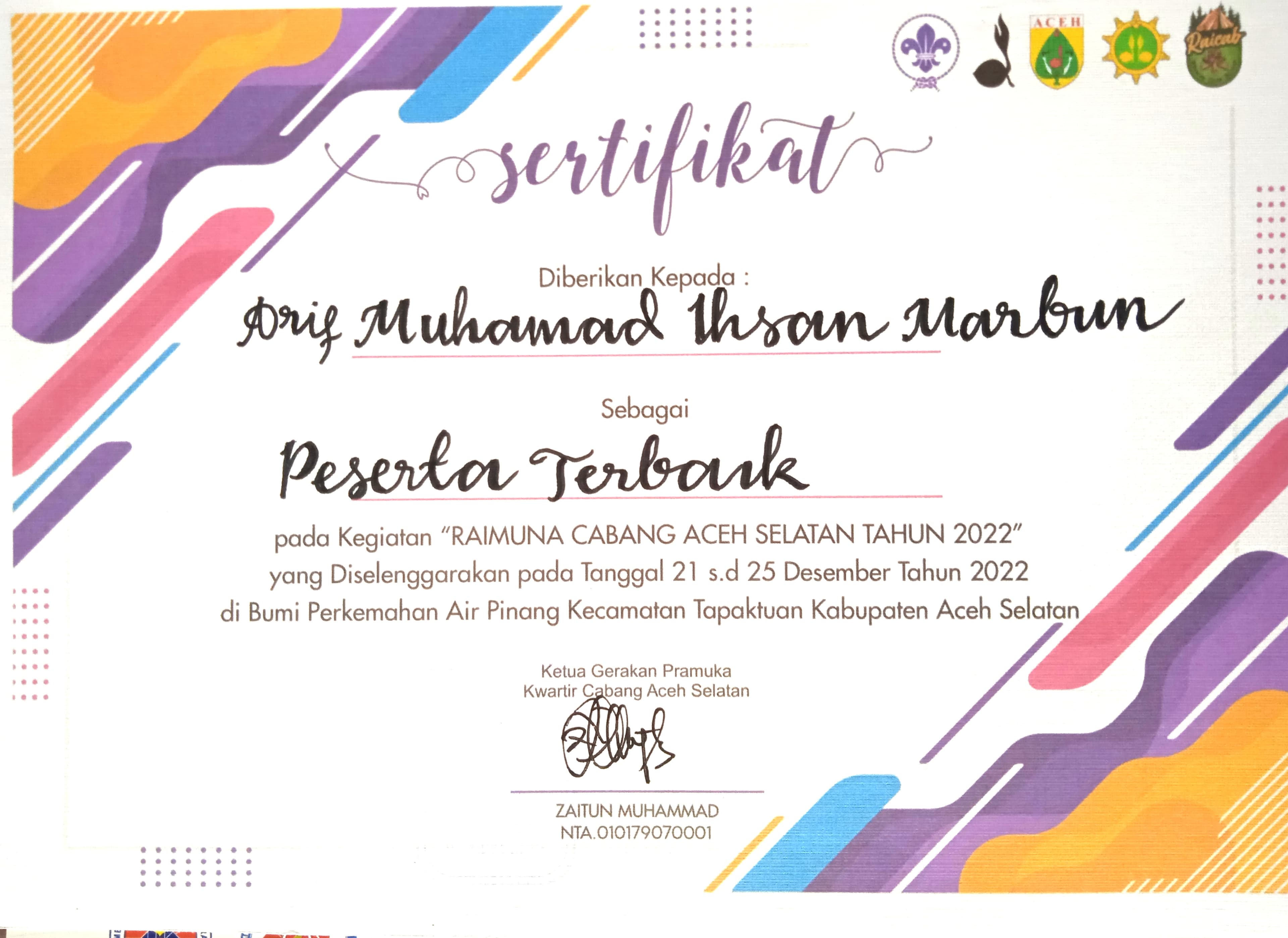 Scout Activity Certificate / Award
